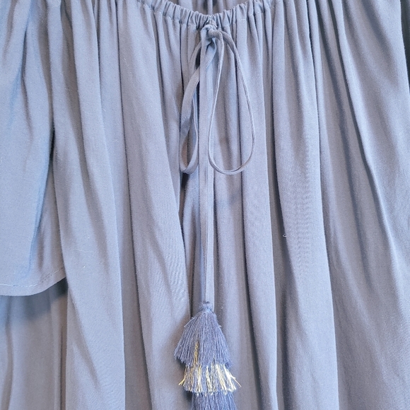 Lilly Pulitzer True Blue Sain Blouse Tassel Elastic Neck Sz S - Picture 4 of 10